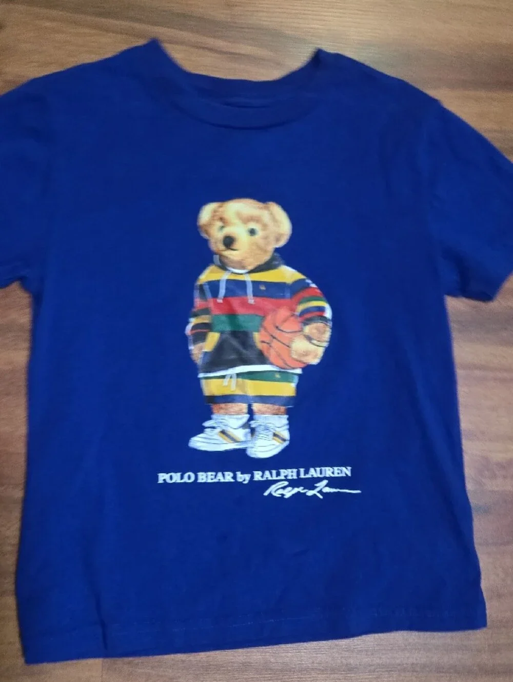 Ralph Lauren Kids Royal Blue Polo Bear Graphic Tee Sz 6 Great Condition